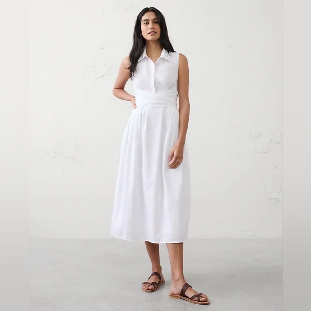 Banana Republic. Poplin Wrapped Midi Shirtdress. Size 12.